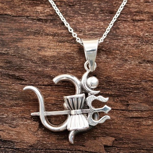 Alternate image for Sterling Silver Shiva Trident Pendant Necklace from India Shivas Grace