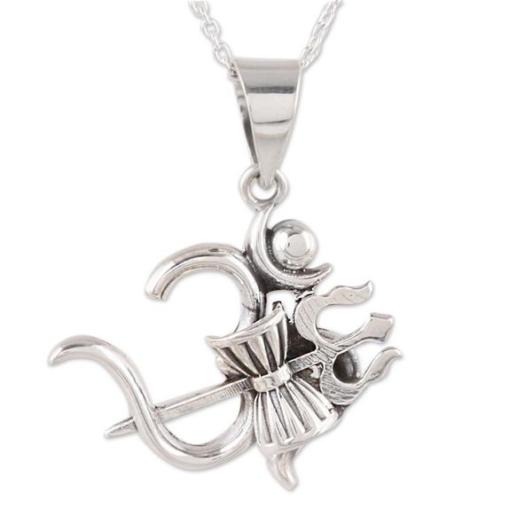Alternate image for Sterling Silver Shiva Trident Pendant Necklace from India Shivas Grace