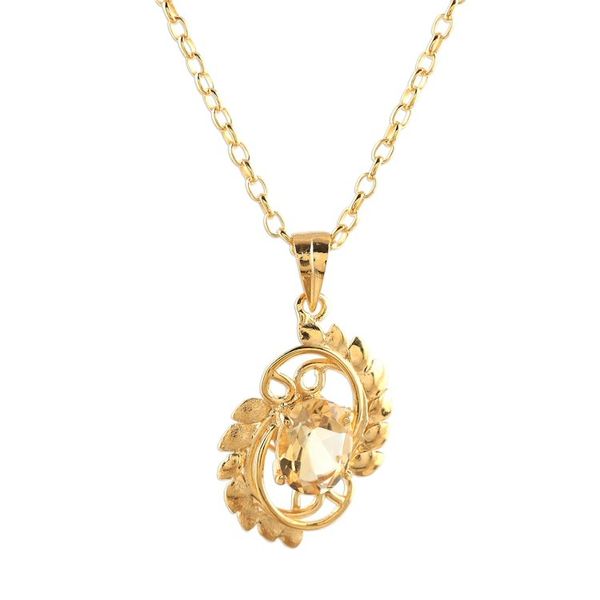 Alternate image for 22k Gold Plated Sterling Silver and Citrine Pendant Necklace Golden Sunbeam