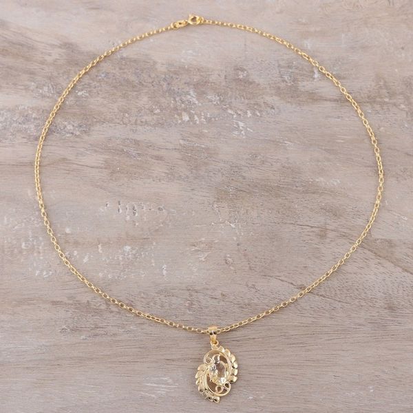 Alternate image for 22k Gold Plated Sterling Silver and Citrine Pendant Necklace Golden Sunbeam