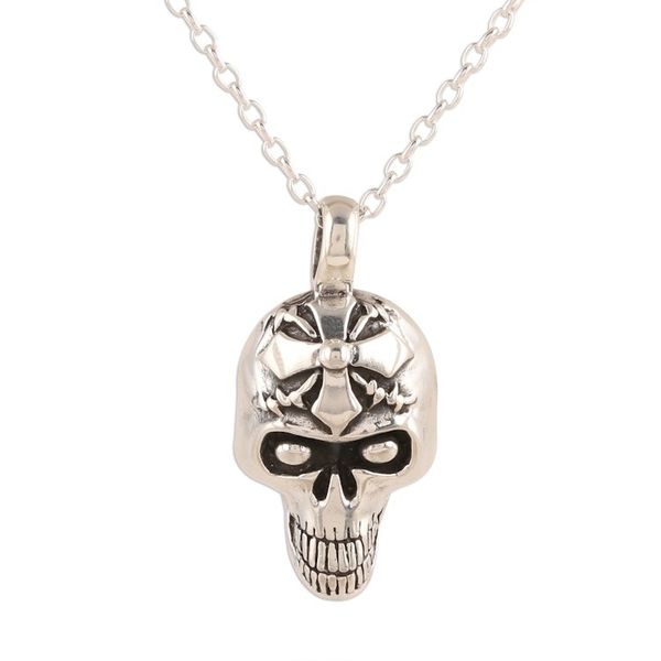 Alternate image for Sterling Silver Skull Cross Pendant Necklace from India Grinning Cross