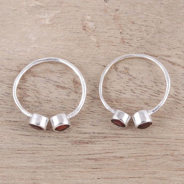 Alternate image for Sparkling Garnet Toe Rings Crafted in India Pair Twin Elegance