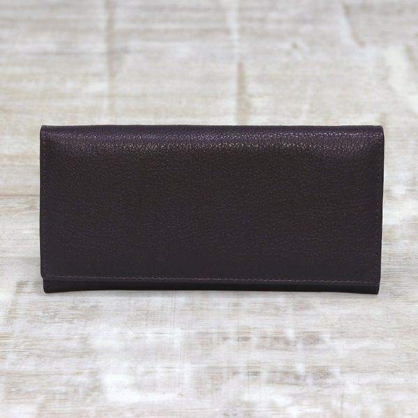 Alternate image for Handmade Leather Wallet in Espresso from India Stylish Woman in Espresso