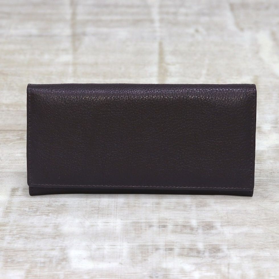 Handmade Leather Wallet in Espresso from India 'Stylish Woman in Espresso'