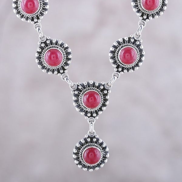 Alternate image for Jasper Link Pendant Necklace from India Red Mystique