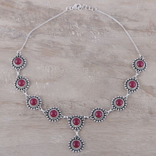 Alternate image for Jasper Link Pendant Necklace from India Red Mystique