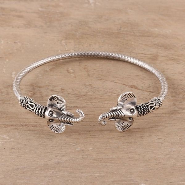 Alternate image for Sterling Silver Elephant Cuff Bracelet from India Elephant Glory