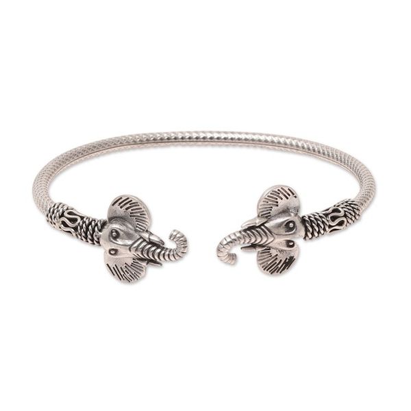 Alternate image for Sterling Silver Elephant Cuff Bracelet from India Elephant Glory