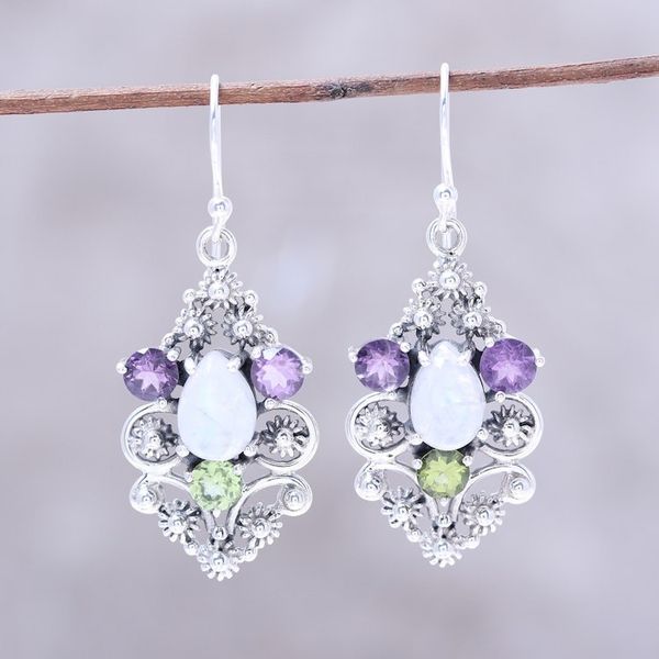 Alternate image for Sparkling Multi-Gemstone Dangle Earrings from India Sparkling Glory