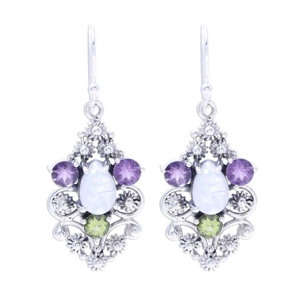 Alternate image for Sparkling Multi-Gemstone Dangle Earrings from India Sparkling Glory
