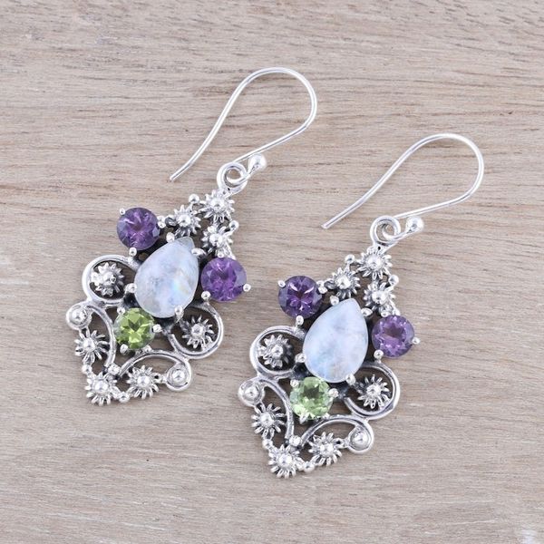 Alternate image for Sparkling Multi-Gemstone Dangle Earrings from India Sparkling Glory