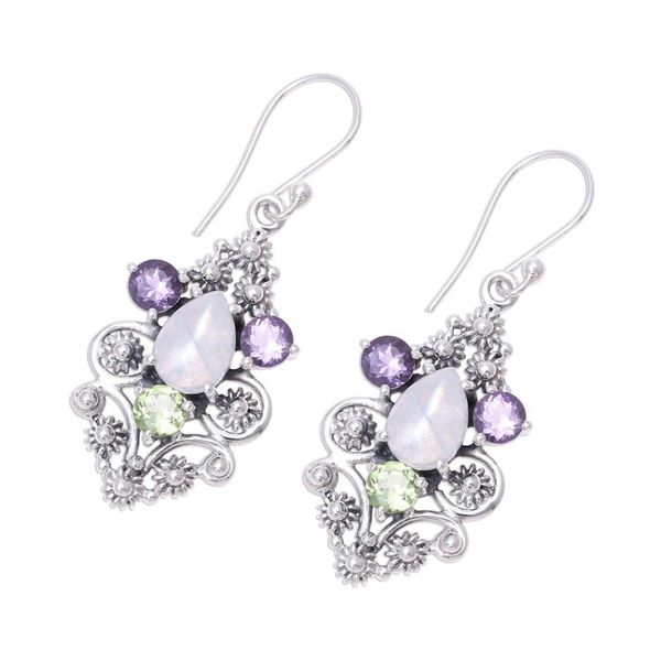 Alternate image for Sparkling Multi-Gemstone Dangle Earrings from India Sparkling Glory