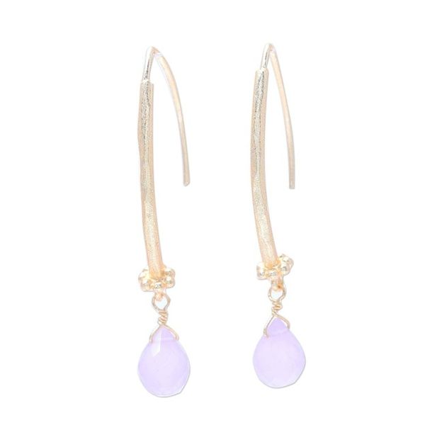 Alternate image for 22k Gold Plated Rose Quartz Dangle Earrings from India Passionate Pink