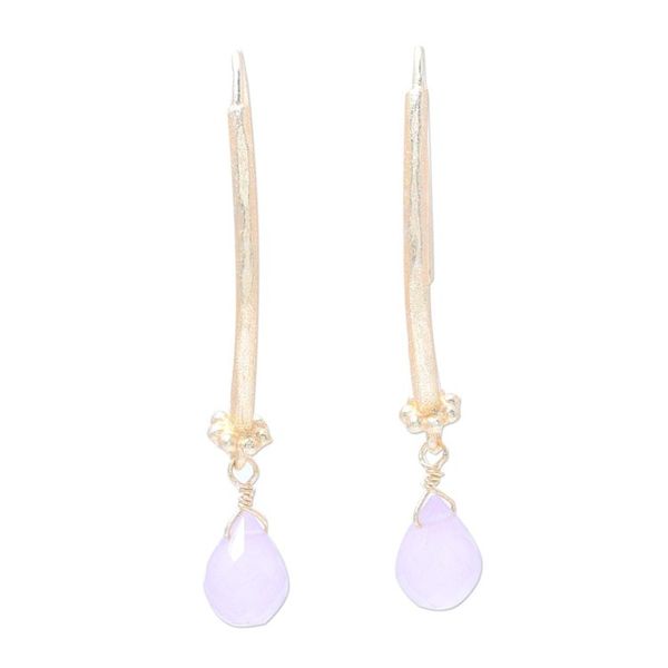 Alternate image for 22k Gold Plated Rose Quartz Dangle Earrings from India Passionate Pink