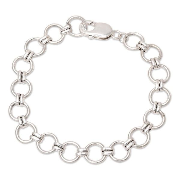Alternate image for Circular Sterling Silver Link Bracelet from India Contemporary Circles
