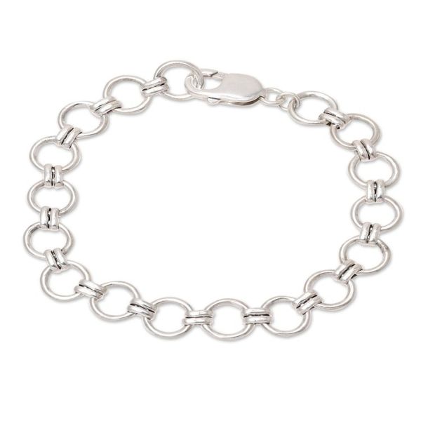Alternate image for Circular Sterling Silver Link Bracelet from India Contemporary Circles