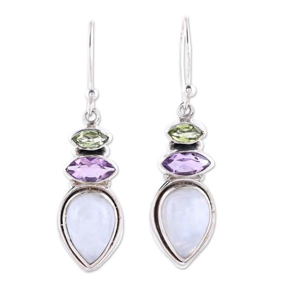 Alternate image for Multi-Gemstone Dangle Earrings from India Gemstone Allure
