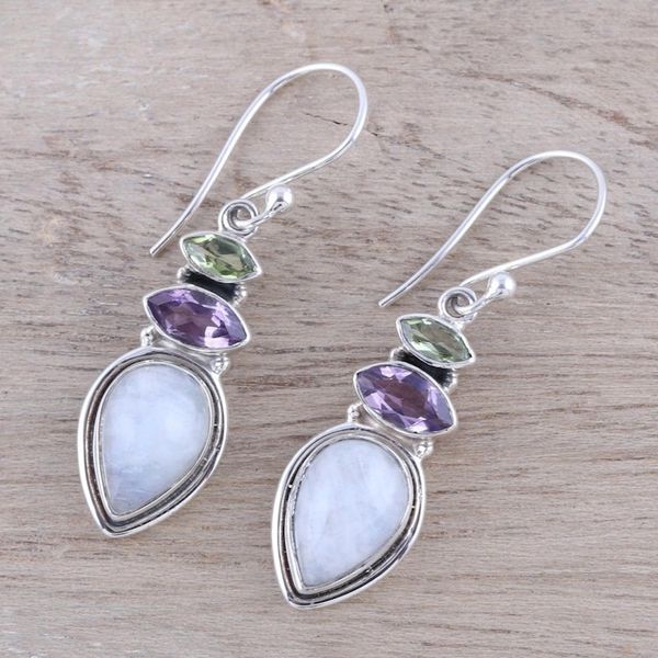 Alternate image for Multi-Gemstone Dangle Earrings from India Gemstone Allure