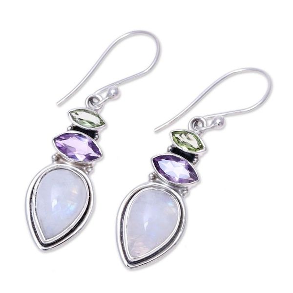 Alternate image for Multi-Gemstone Dangle Earrings from India Gemstone Allure