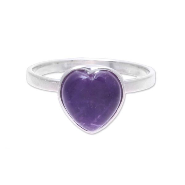 Alternate image for Heart-Shaped Amethyst Cocktail Ring from India Gemstone Heart