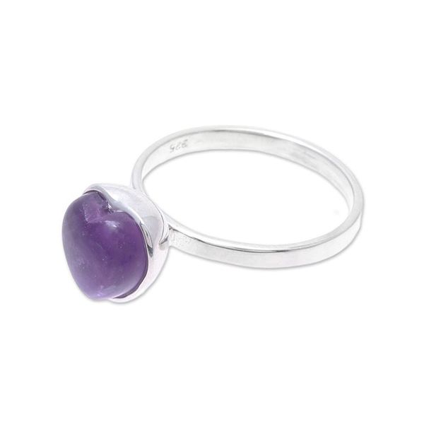 Alternate image for Heart-Shaped Amethyst Cocktail Ring from India Gemstone Heart
