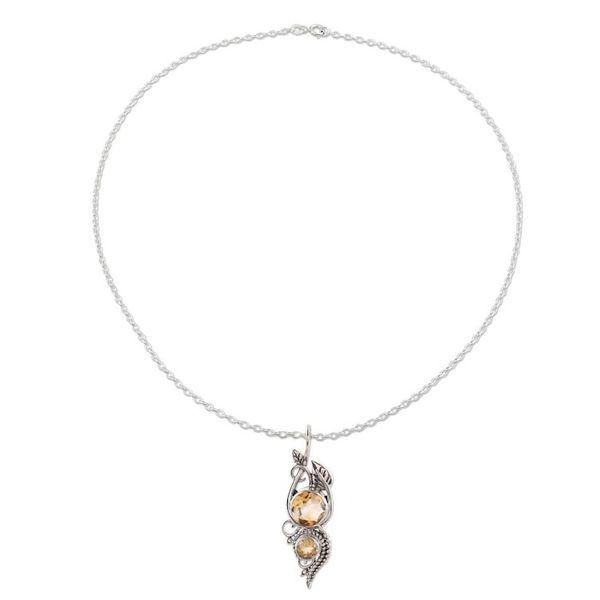 Alternate image for Leafy Citrine Pendant Necklace from India Classic Glory