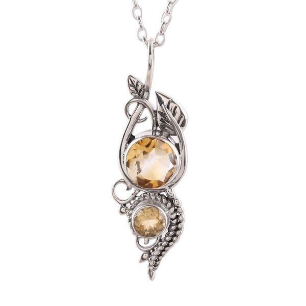 Alternate image for Leafy Citrine Pendant Necklace from India Classic Glory