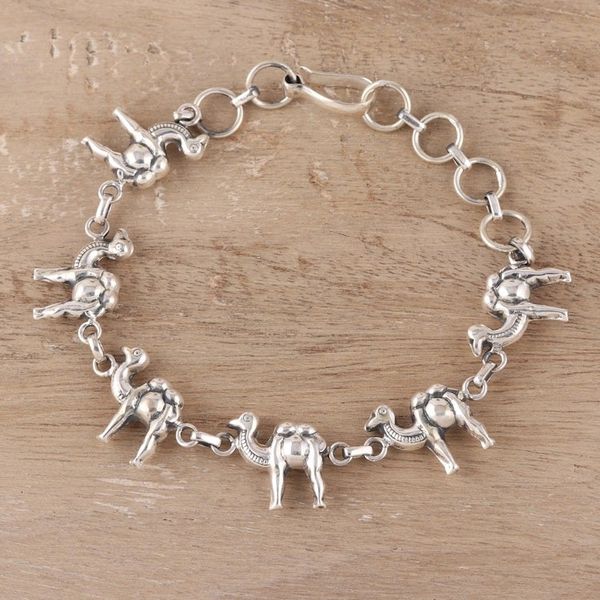 Alternate image for Sterling Silver Camel Link Bracelet from India Desert Ferry