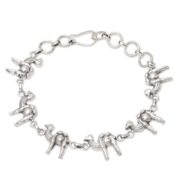 Alternate image for Sterling Silver Camel Link Bracelet from India Desert Ferry