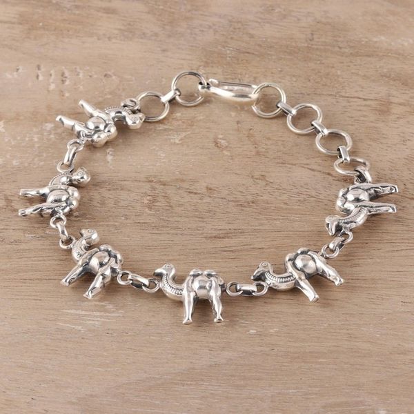 Alternate image for Sterling Silver Camel Link Bracelet from India Desert Ferry