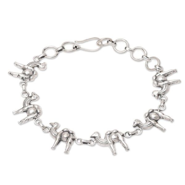 Alternate image for Sterling Silver Camel Link Bracelet from India Desert Ferry