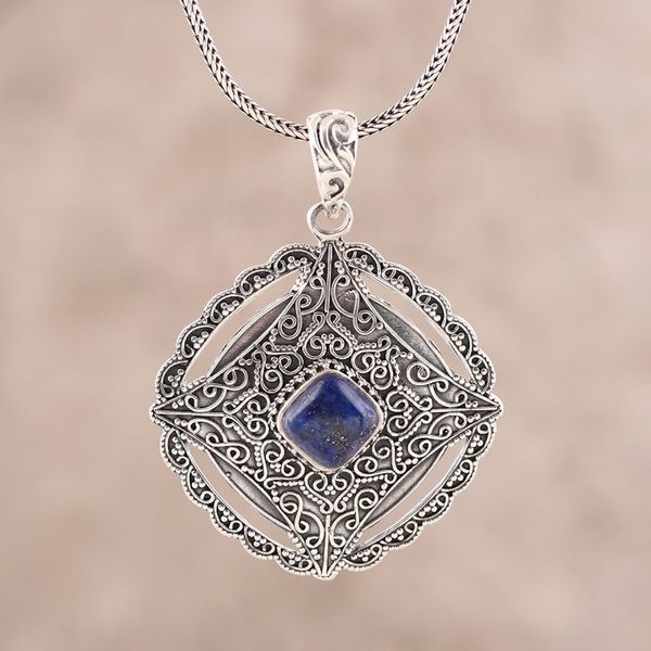 Alternate image for Regal Lapis Lazuli Pendant Necklace from India Mughal Royalty