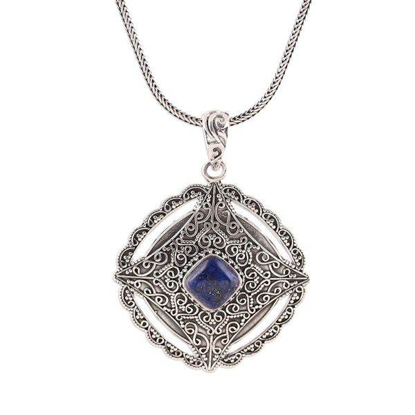 Alternate image for Regal Lapis Lazuli Pendant Necklace from India Mughal Royalty