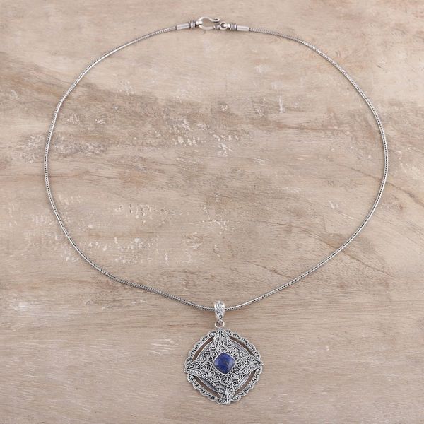 Alternate image for Regal Lapis Lazuli Pendant Necklace from India Mughal Royalty