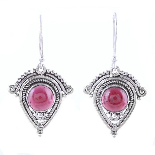 Alternate image for Artisan Crafted Garnet Dangle Earrings from India Regal Classic