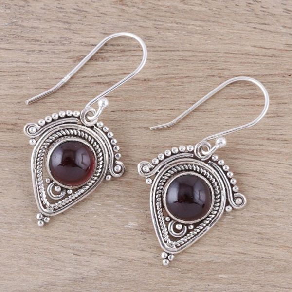 Alternate image for Artisan Crafted Garnet Dangle Earrings from India Regal Classic