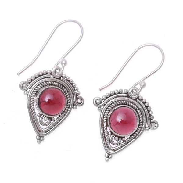Alternate image for Artisan Crafted Garnet Dangle Earrings from India Regal Classic