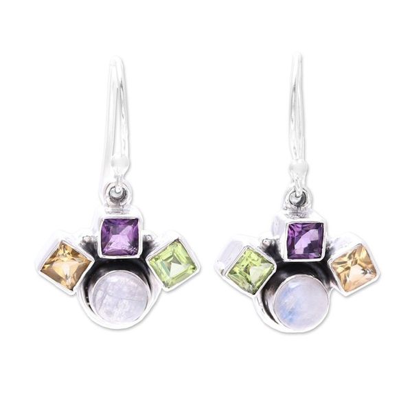 Alternate image for Multi-Gemstone Dangle Earrings Crafted in India Lovely Quartet