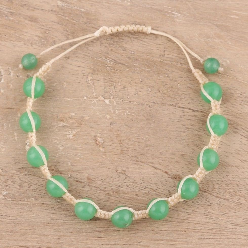 Handmade Quartz Beaded Macrame Bracelet from India 'Lovely Song'