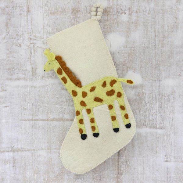 Alternate image for Applique Christmas Stocking with Giraffe Giraffe Holiday