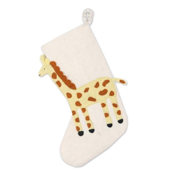Alternate image for Applique Christmas Stocking with Giraffe Giraffe Holiday