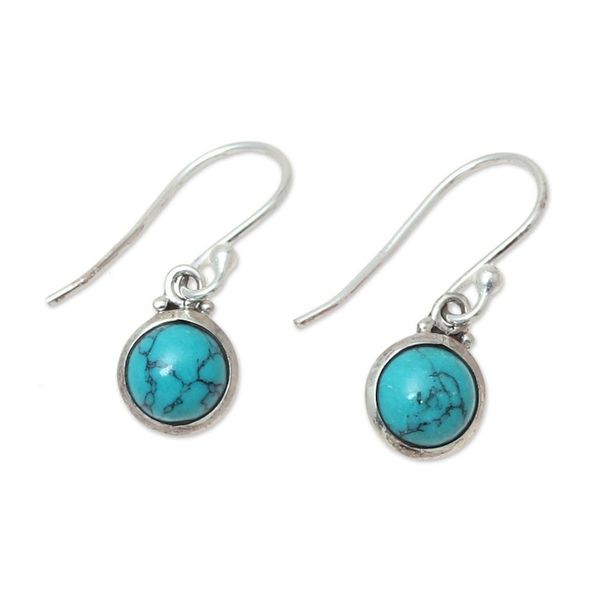 Alternate image for Composite Turquoise and Sterling Silver Dangle Earrings Happy Gleam