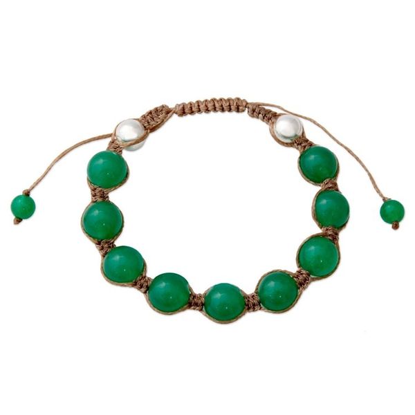 Alternate image for Quartz and Sterling Silver Beaded Macrame Bracelet Verdant Lover