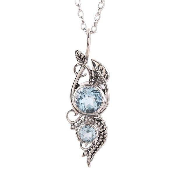 Alternate image for Leafy Blue Topaz Pendant Necklace from India Classic Glory