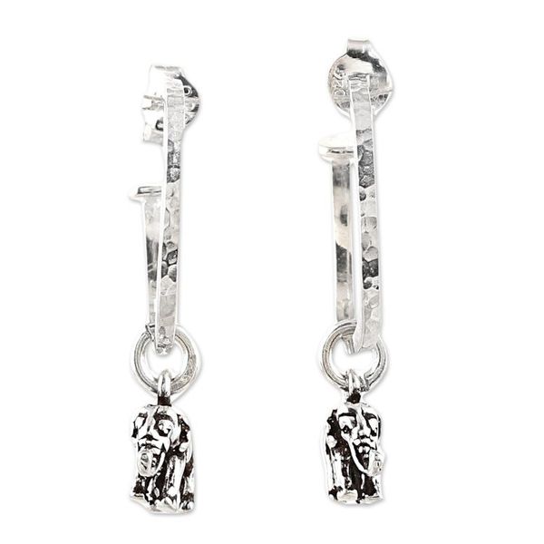 Alternate image for Sterling Silver Elephant Dangle Earrings from India Swaying Elephants