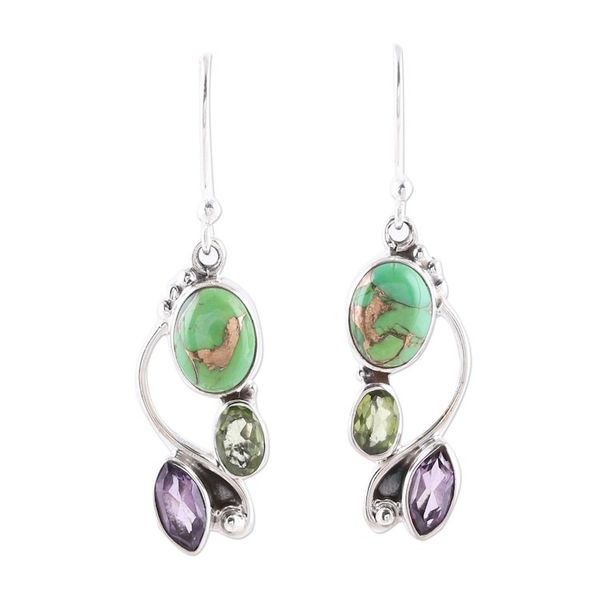 Alternate image for Multi-Gemstone Dangle Earrings Crafted in India Classic Glamour