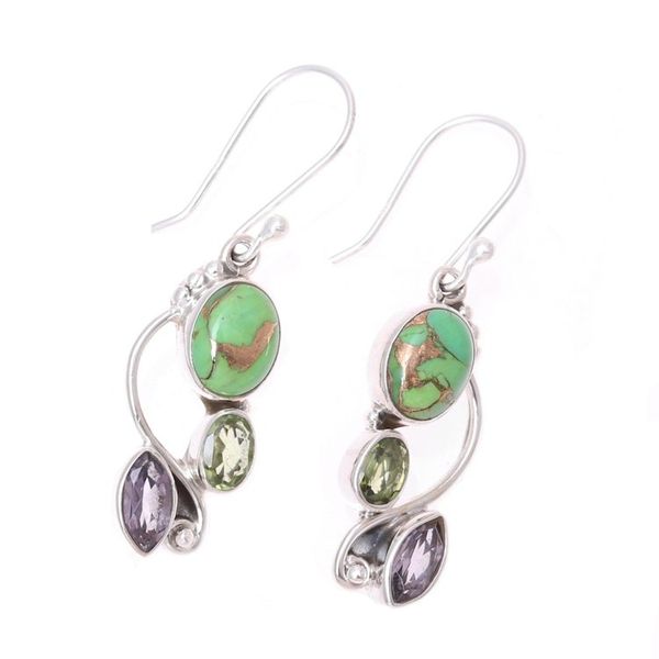 Alternate image for Multi-Gemstone Dangle Earrings Crafted in India Classic Glamour