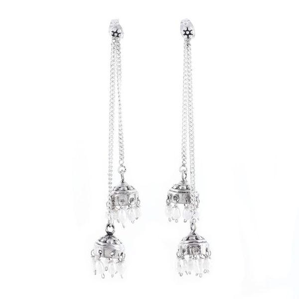 Alternate image for Sterling Silver and Cultured Pearl Jhumki Earrings Wedding Bells