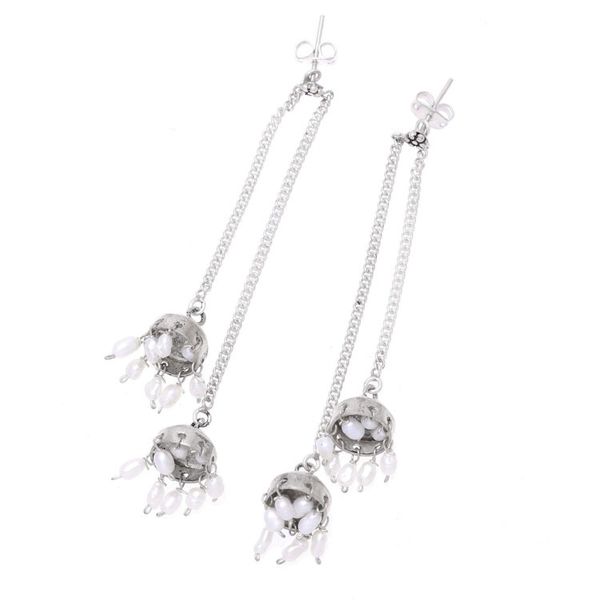 Alternate image for Sterling Silver and Cultured Pearl Jhumki Earrings Wedding Bells