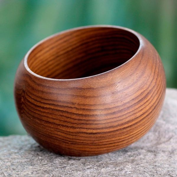 Alternate image for Hand-Carved Mango Wood Bangle Bracelet from India Mystical Lines